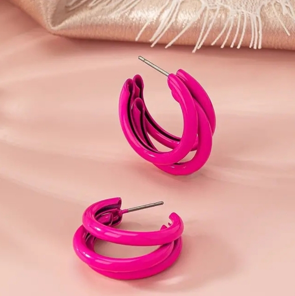 Jewelry - Hot Pink 3 Hoop Earring